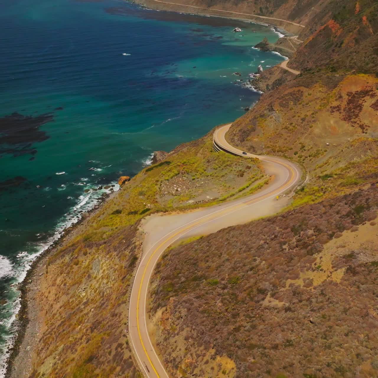 The Pacific Ocean meets the serene, rocky coastline of Central California. Rocky coastline of Central California