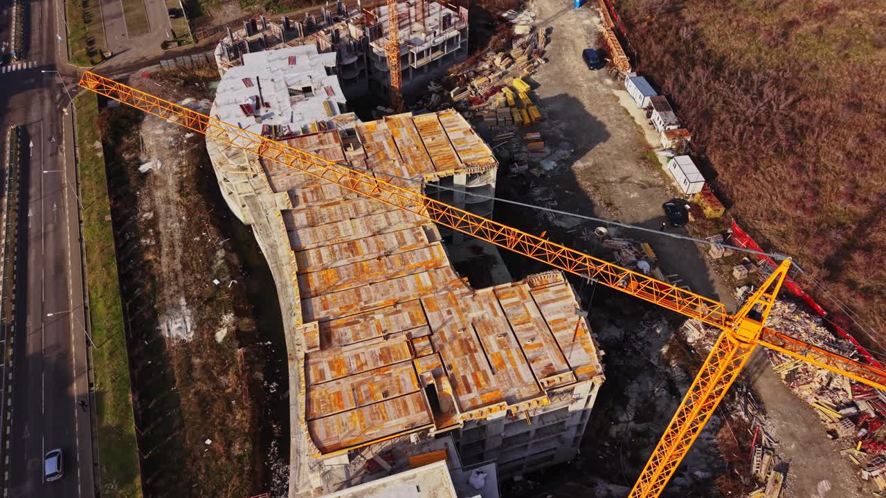 Construction of a new building in Nesebar Bulgaria with a crane