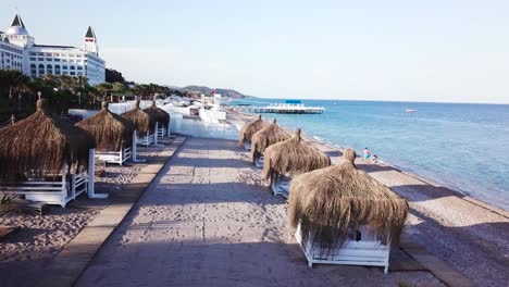 beach resort with straw huts