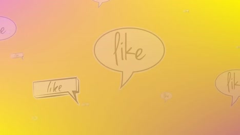 animation of like text icons in speech bubbles on yellow background