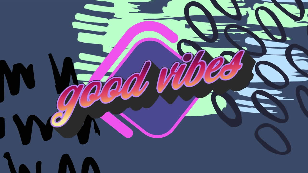 다채로운 그래픽과 모양 위에 좋은 진동 텍스트의 애니메이션