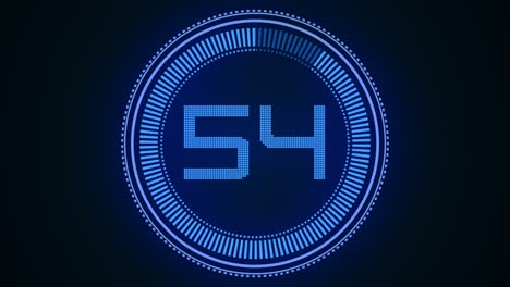 4k digital stopwatch countdown. 60 seconds