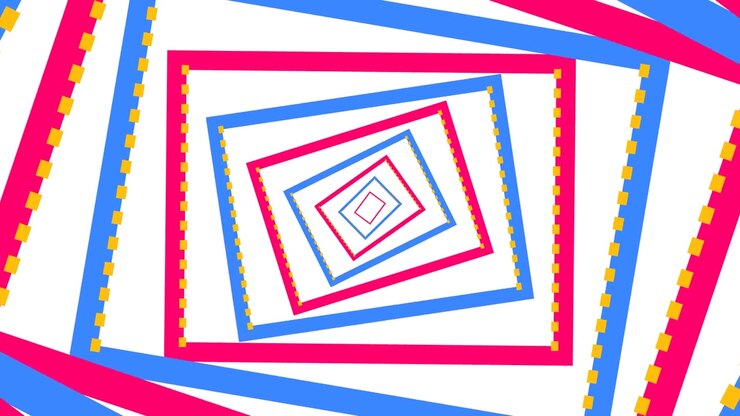 Sfondo animato astratto con cornici rettangolari colorate rotanti