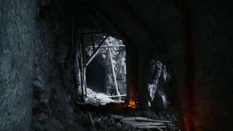 exploration of a dark and mysterious underground tunnel in a mine