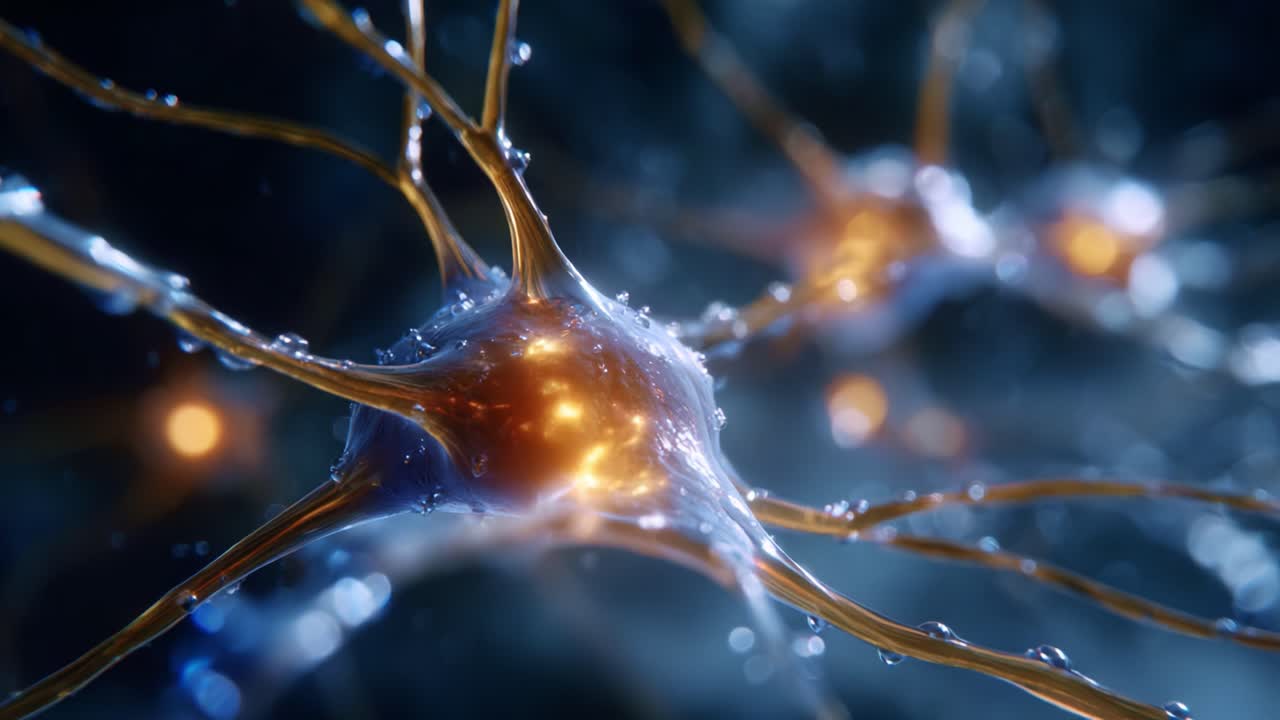 Captivating Close-Up of Neurons: Exploring the Intricate Structure and Function of Neurons in a High-Resolution Microscopic Environment with Water Droplets