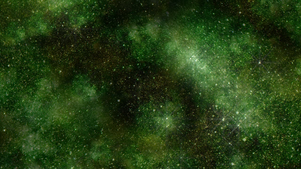 Close-up shot capturing a green and black textured surface with tiny specks of light shining on it, showcasing its unique rough texture and color palette