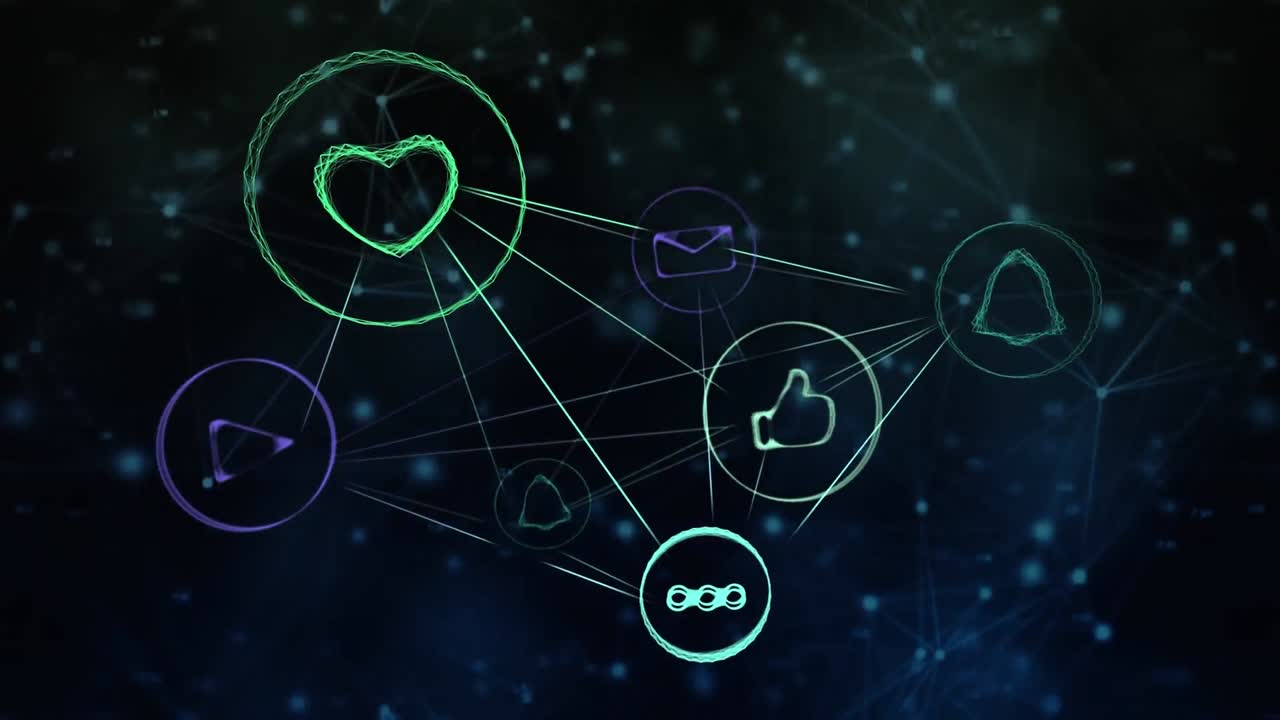 Web of connections against black background