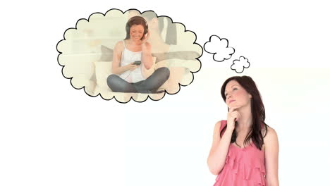 young woman thinking of leisure
