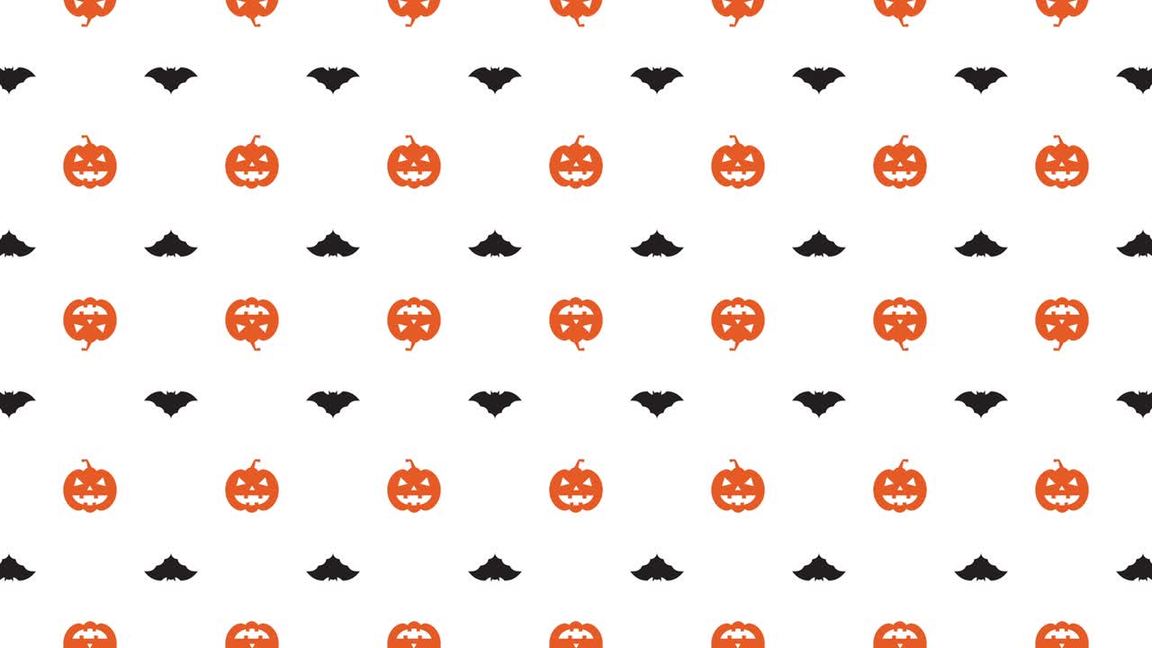 할로윈의 배경 개념은 회전하는 호박과 박와 함께 색의 휴일 원활한 루프 애니메이션 패턴입니다.