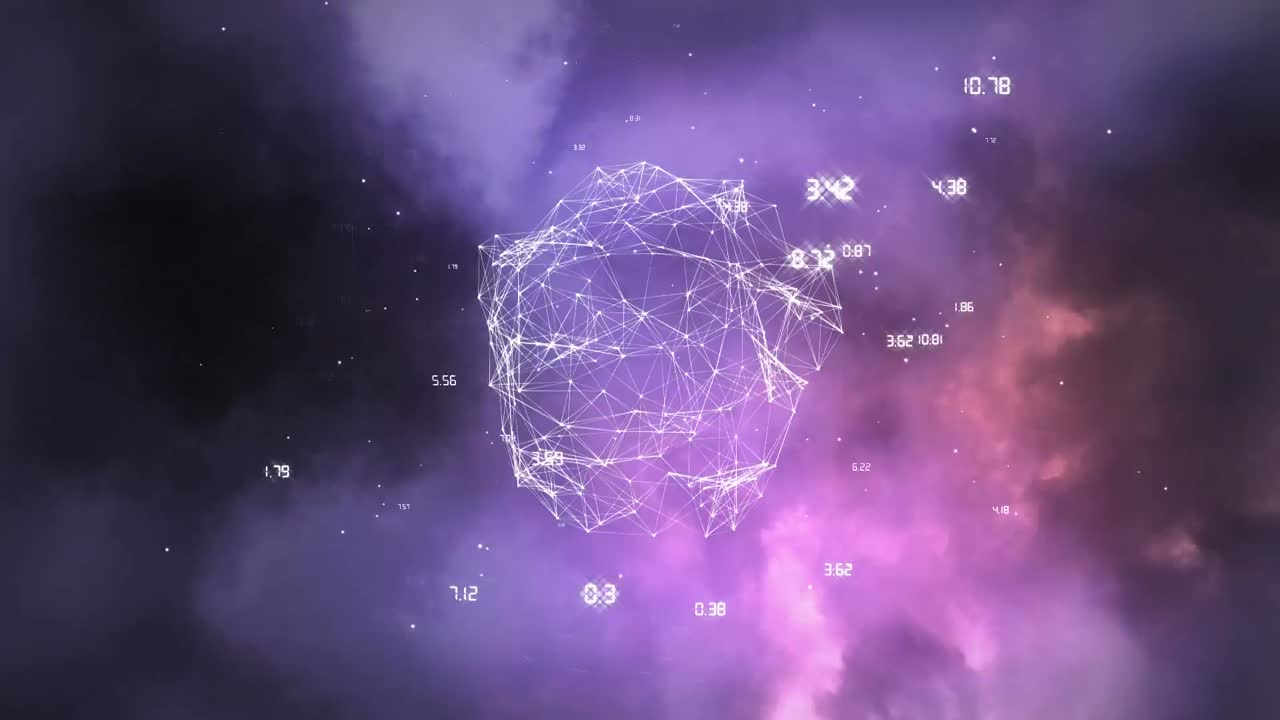 Animation von Netzwerk von Verbindungen mit Zahlen über Weltkugel