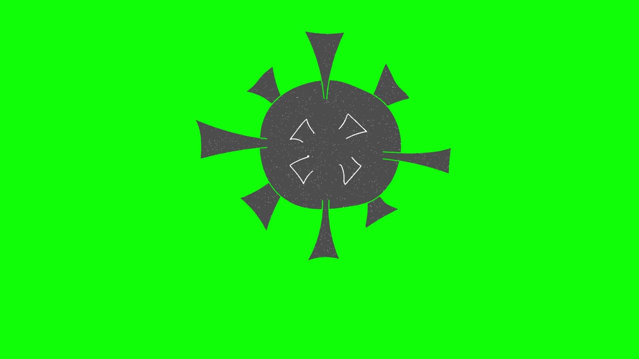 el virus de la corona dibujado a mano en pantalla verde. animación de bucle flotante