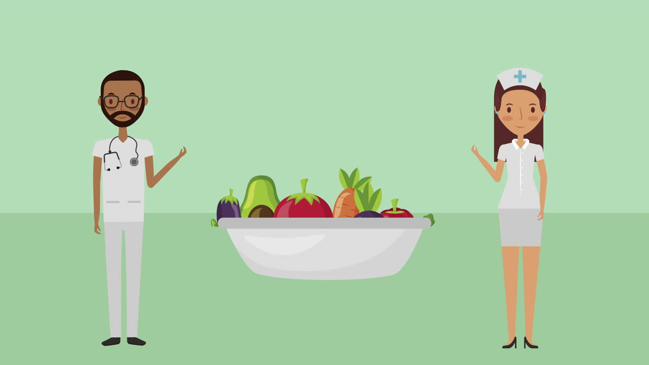 professional nurse and doctor female characters animation