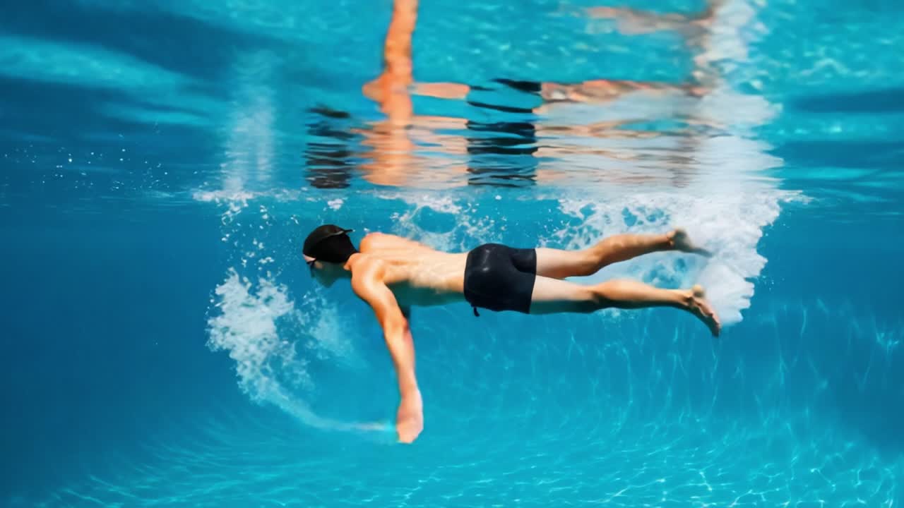 An Awe-Inspiring Underwater Journey: Capturing the Thrill and Grace of Swimming in Crystal Clear Waters with a Focus on Splashes and Movement