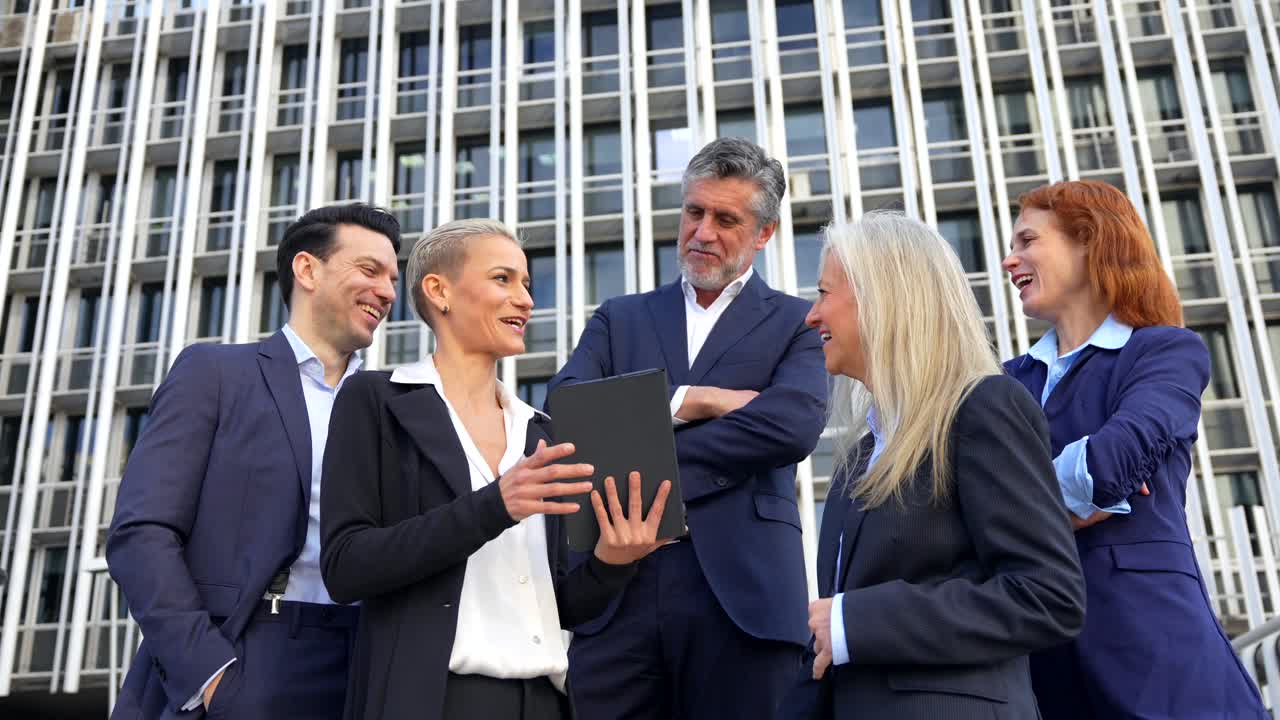 Group of Business People in Front of Office Building