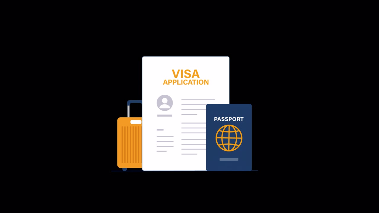Animated Visa Application Form with Passport and Suitcase