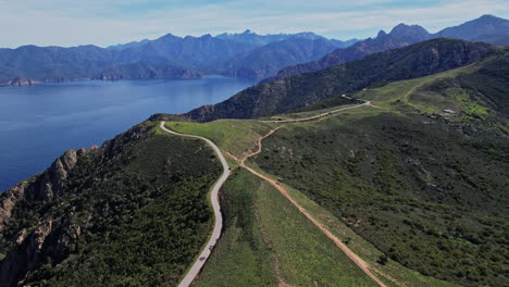 aerial view of winding mountain road
