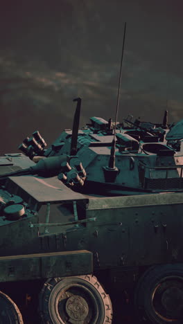 close-up of a military armored personnel carrier