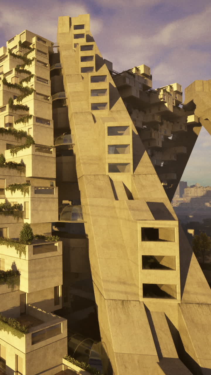 Design de arquitetura moderna em um canteiro de obras com estrutura única.