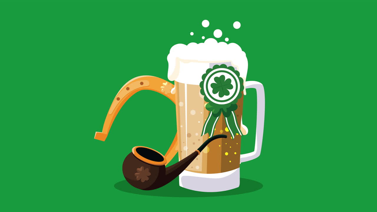ilustración de la cerveza y la pipa del día de san patricio