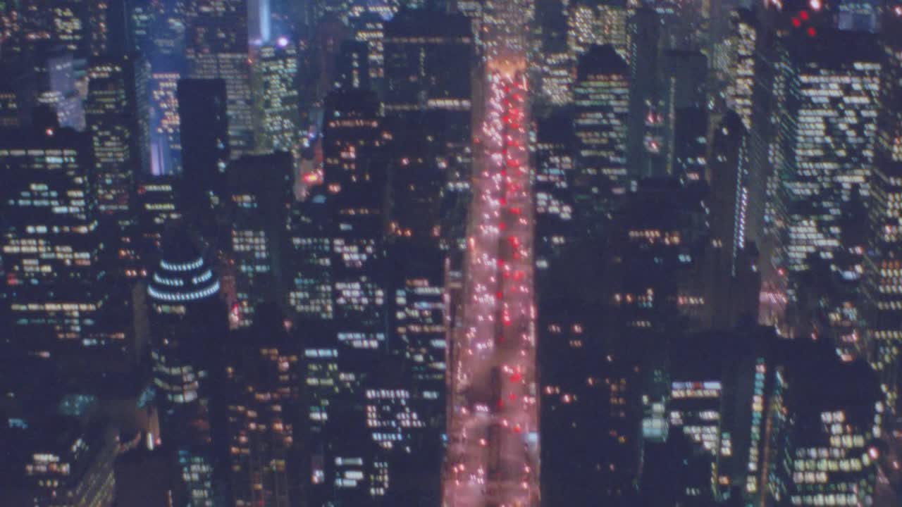 맨해튼 뉴욕 스카이라인 밤 1의 nightime 항공