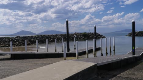 panoramic view of crowdy head boat harbour with boat ramp in nsw, australia. - wide shot