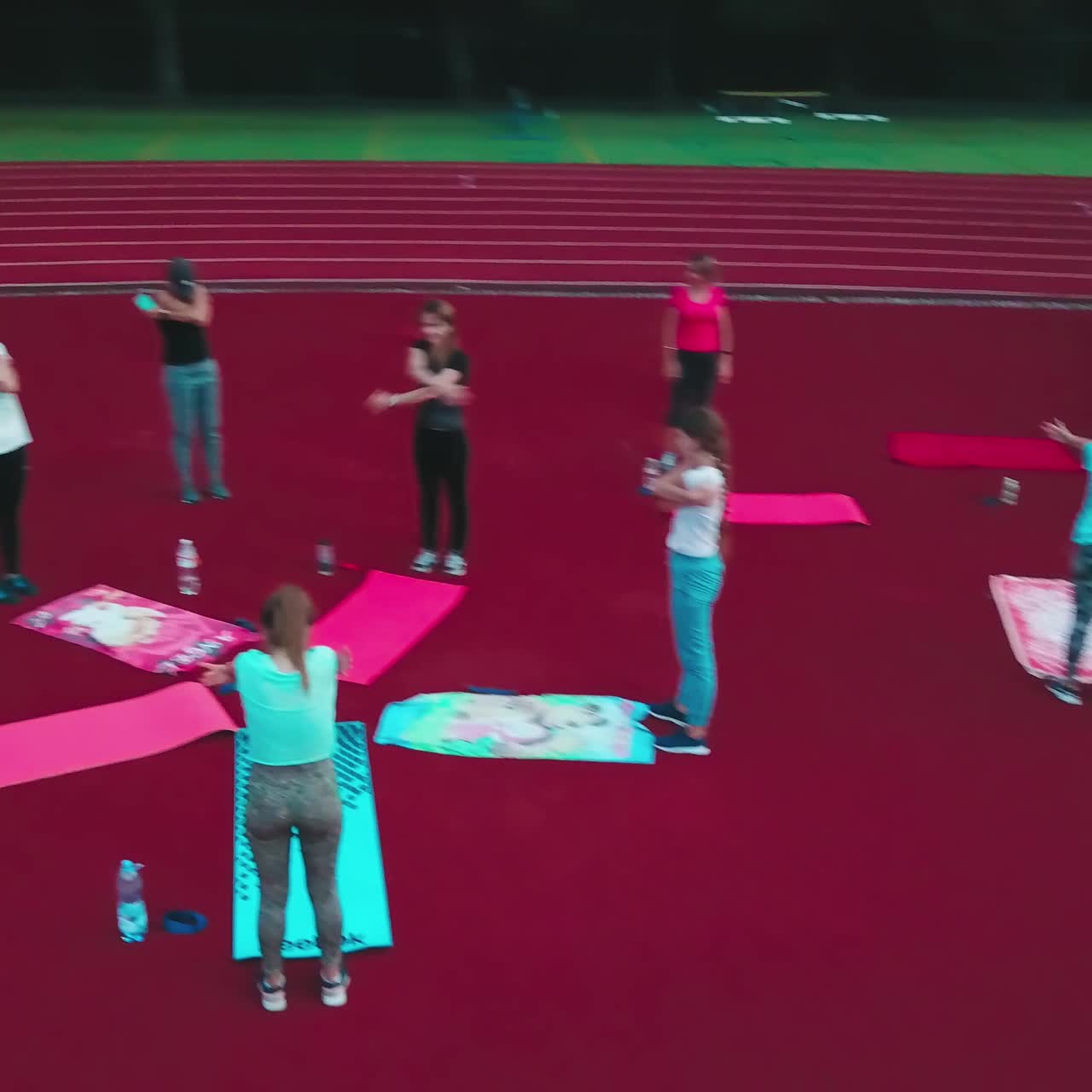 Group of girls working out