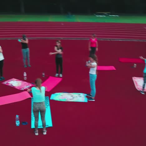 group of girls working out