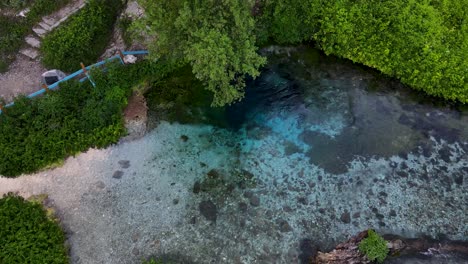 Vista-Cercana-De-La-Belleza-Escénica-De-Los-Manantiales-Naturales-Blue-Eye-En-Delvine-Sarande,-Albania,-Una-Pintoresca-Maravilla-Natural.