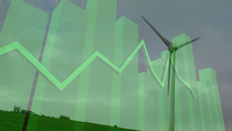 Animation-of-financial-data-processing-over-wind-turbines