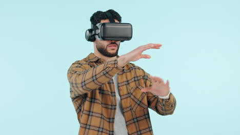 realidad virtual, futuro y gafas con un hombre