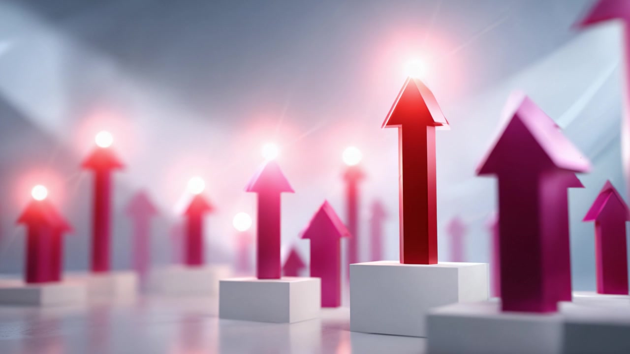 Dynamic Growth: An Eye-Catching Visual of Rising Arrows Illustrating Progress, Performance Metrics, and Positive Trends in a Modern Abstract Art Style