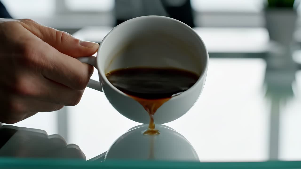Coffee cup on glass table