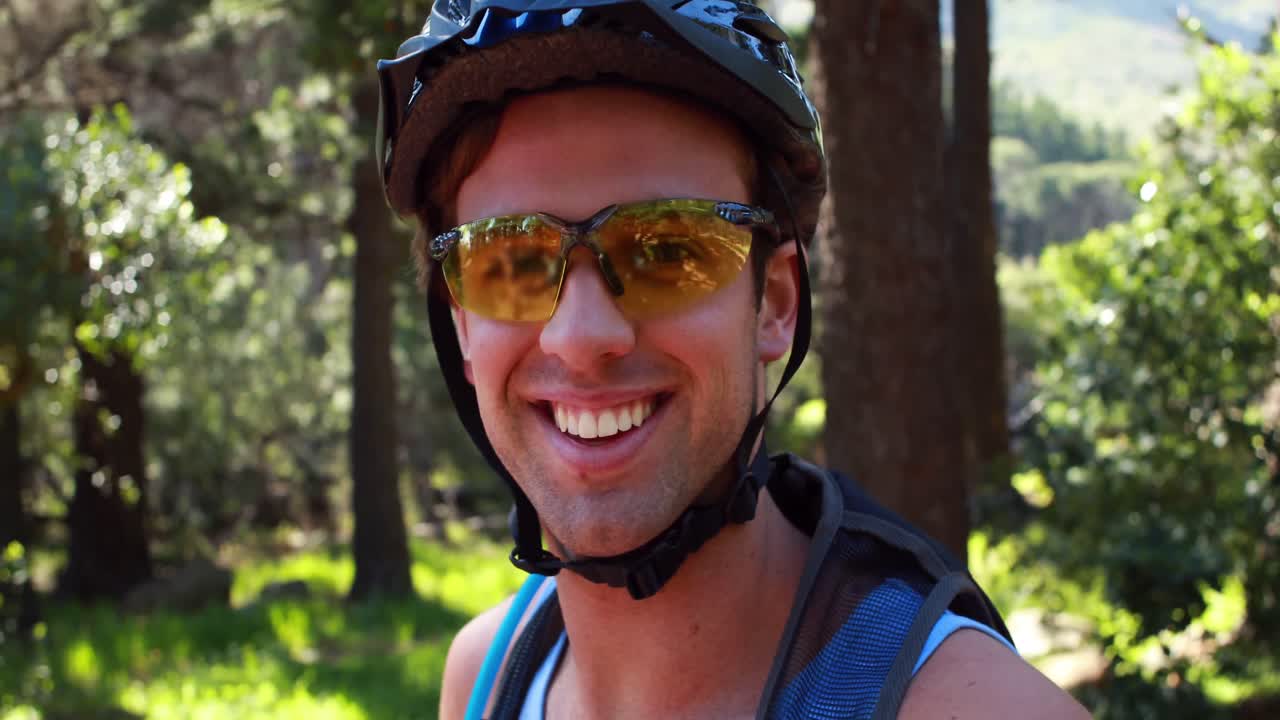 Athletic man ready for biking
