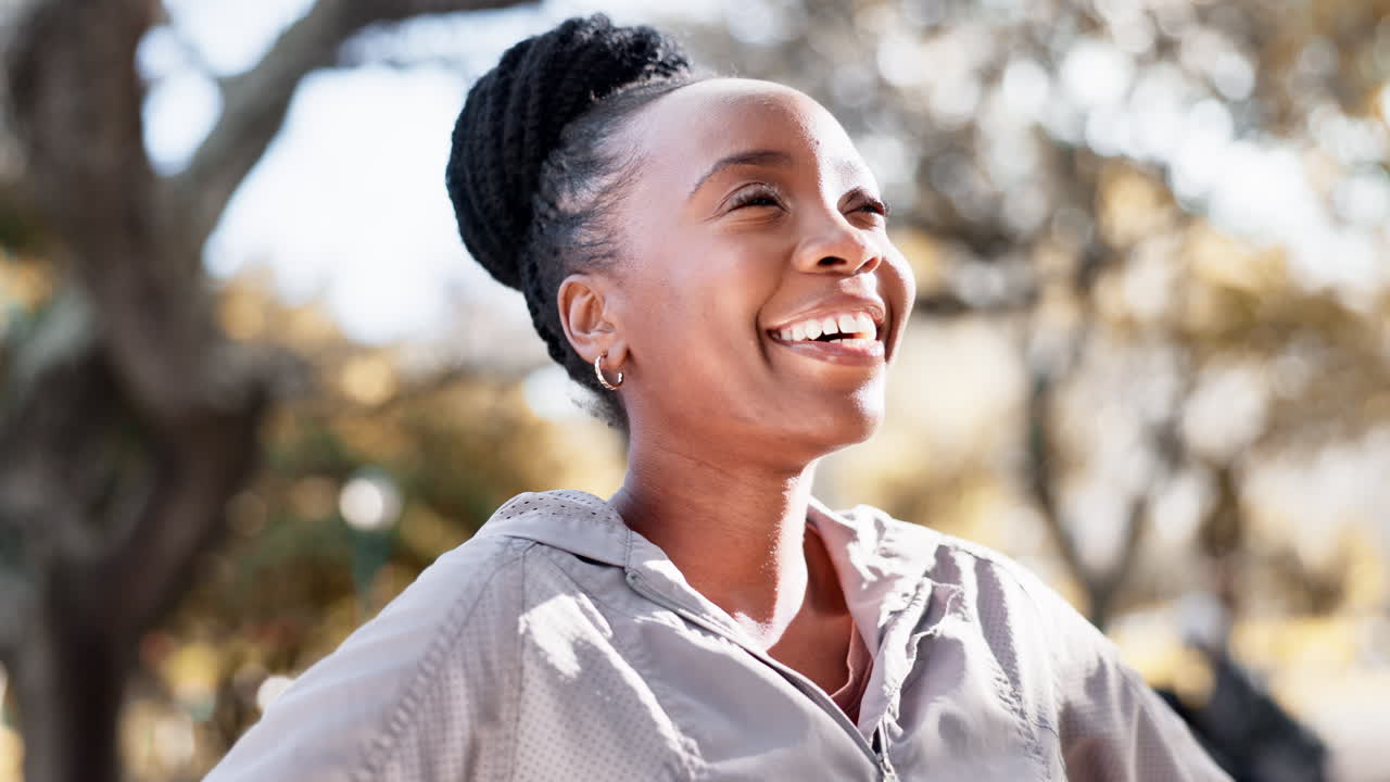 Black woman, breathing and nature