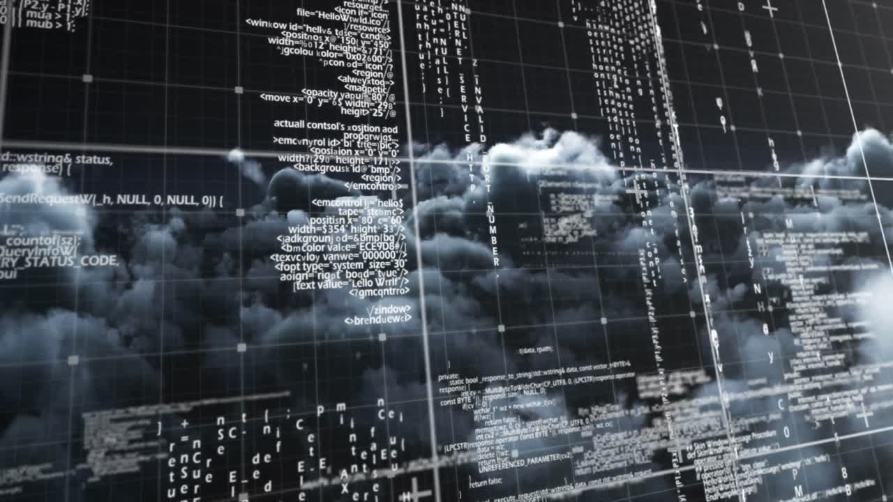 Binary code against white clouds 4k