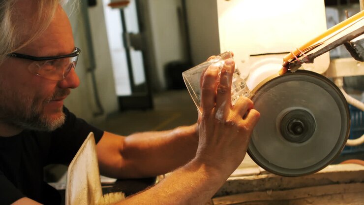 Glassblower working on a glass