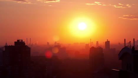 Amanecer-Sobre-El-Lapso-De-Tiempo-De-La-Ciudad