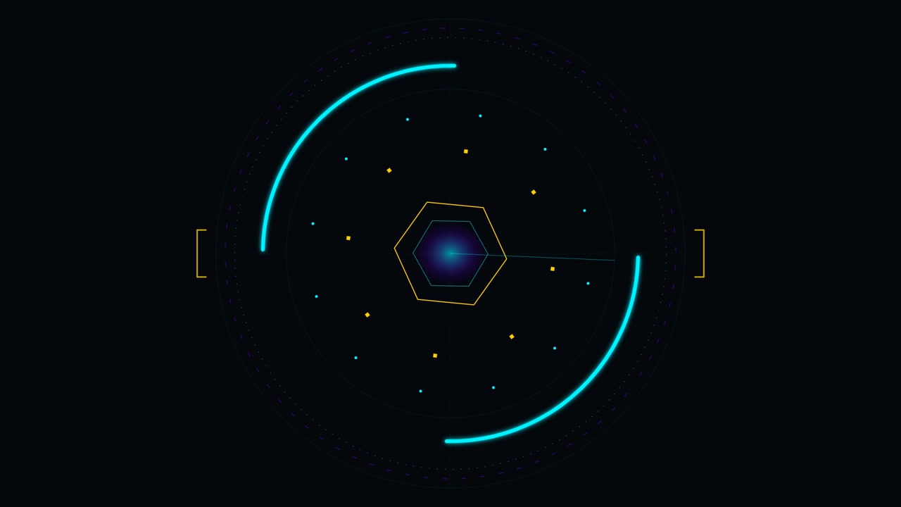 Futuristic Digital Radar Interface with Rotating Scanning Beam