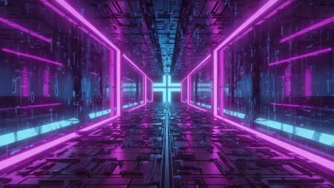 futuristic neon lit cyber tunnel
