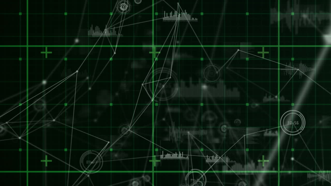 디지털 공간에서 연결 네트워크와 다양한 데이터의 애니메이션