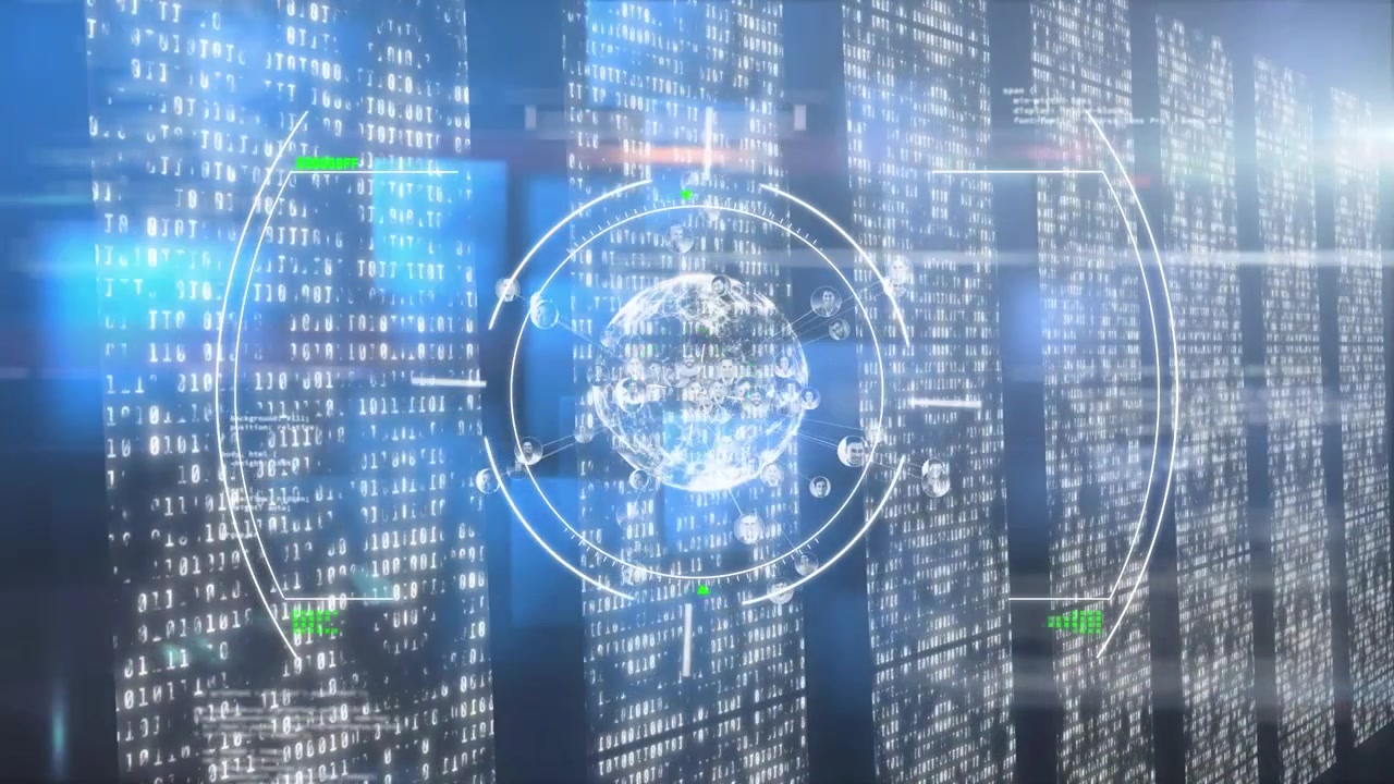 Animation of processing circle over data processing in servers
