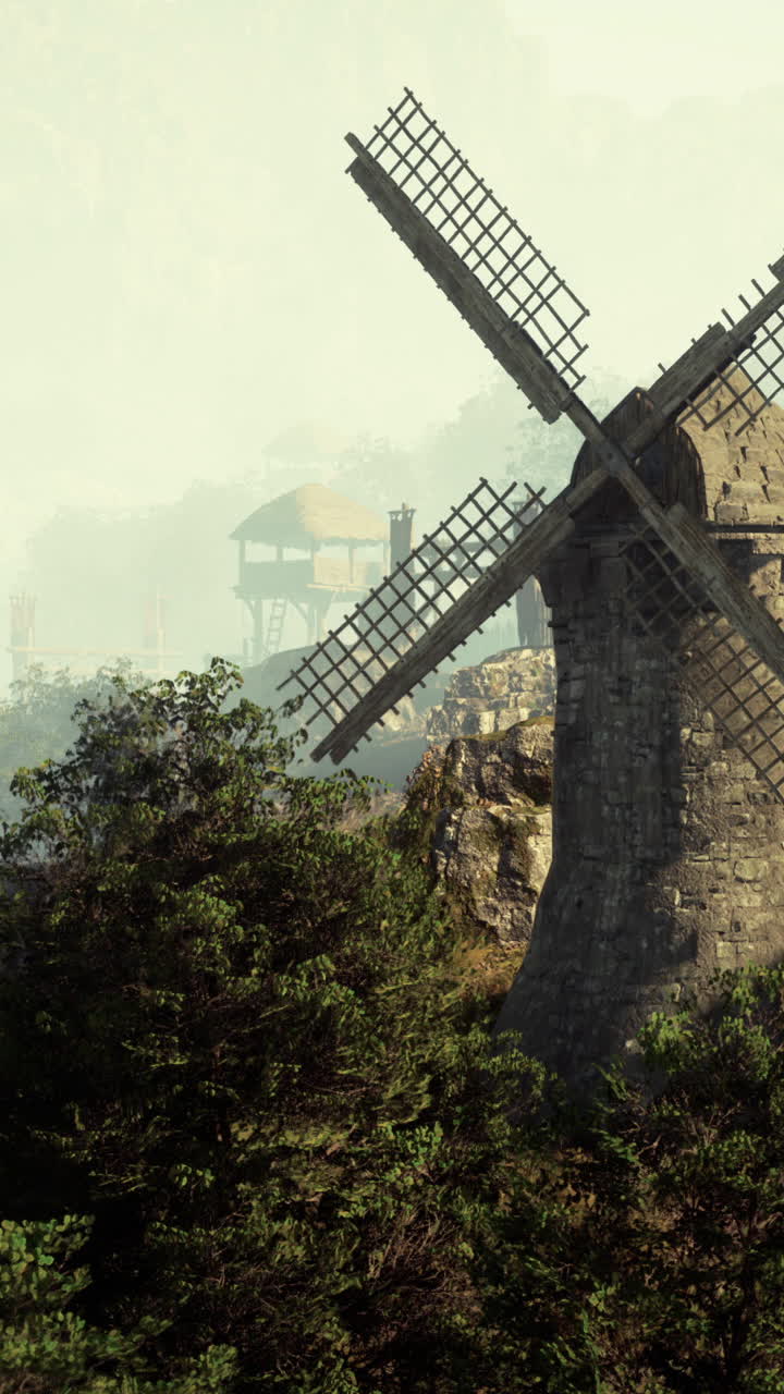 пейзажный вид на старую ветряную мельницу