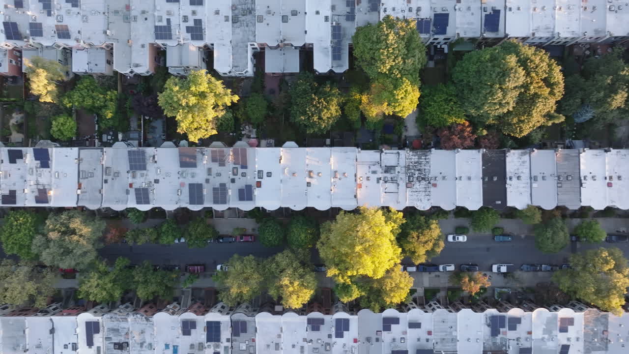Drone point of view Brooklyn, New York sunrise