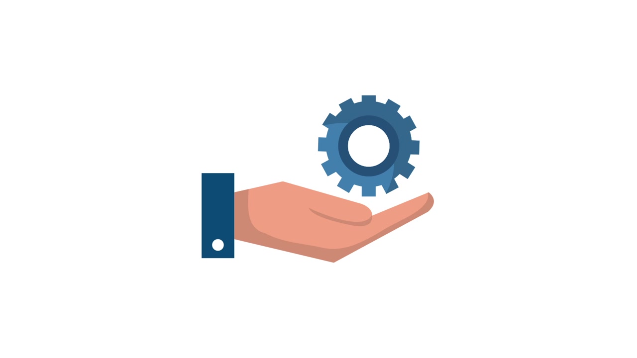 Animated Hand Holding a Spinning Gear Icon