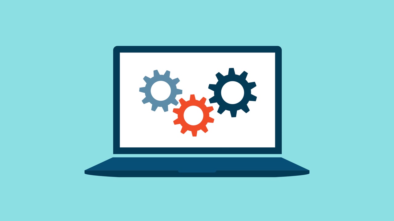 Gears spinning on a laptop screen