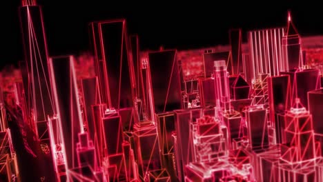 Stadt-Neon-Leuchtend-DOF-Modell-New-York-NYC-Überführung-Drahtgitter-Wolkenkratzer-80er-4k