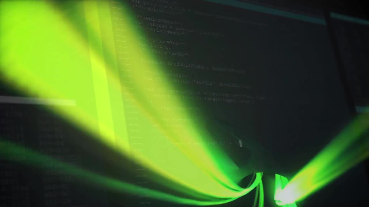 animación de líneas verdes que se mueven rápidamente en el espacio negro