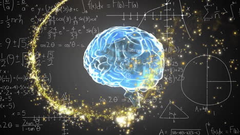 Animación-Del-Cerebro-Y-Un-Rastro-De-Luz-Sobre-Ecuaciones-Matemáticas.