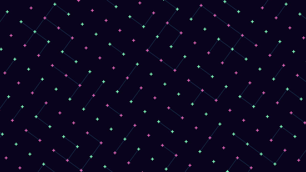 Abstract geometric pattern grid of lines and circles in blue, red, and orange