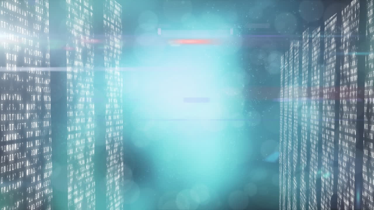 Animation of light spots over moving columns on black background